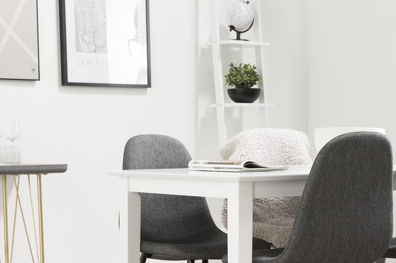 Spisegruppe Matilda 120 cm inkl 4 Naira Stoler - Hvit/Grå/Svart - Spisegruppe