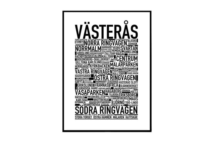 Västerås Tekst Hvit/Svart - Posters