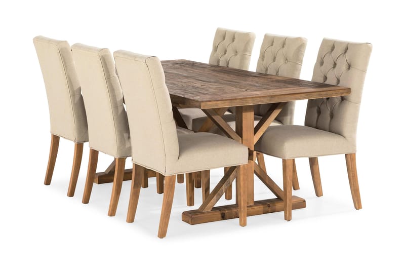 Forlengningsbar Spisegruppe Yorkshire 200 cm m 6 Emmie Stol - Spisegruppe