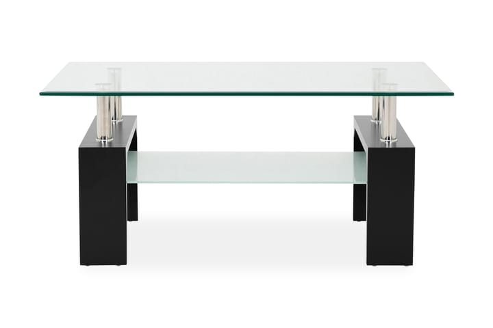 Sofabord Gantu 100 cm med Oppbevaringshylle - Glass/Svart/Krom - Sofabord & salongbord - Sofabord med oppbevaring