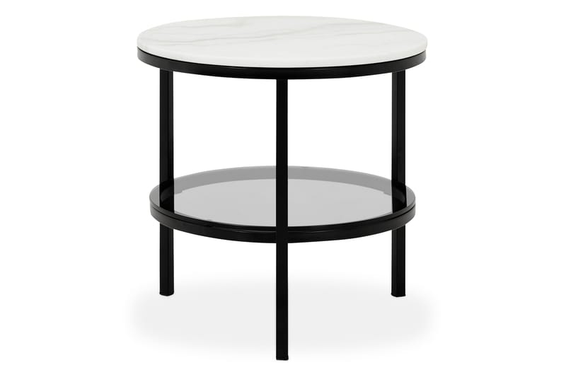 Sidebord Riseine 50 cm Rundt - Hvit|Svart - Brettbord og småbord - Marmorbord - Lampebord & sidebord