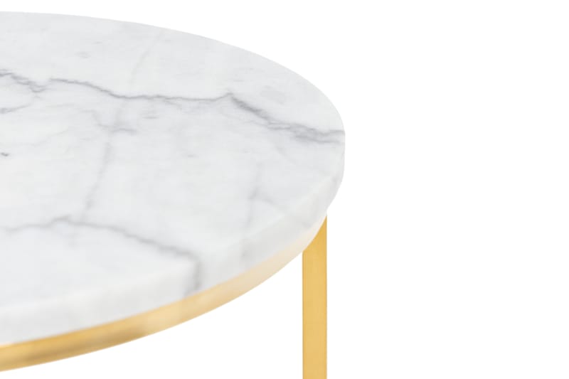 Sidebord Titania 50 cm Marmor Rundt - Hvit - Brettbord og småbord - Lampebord & sidebord