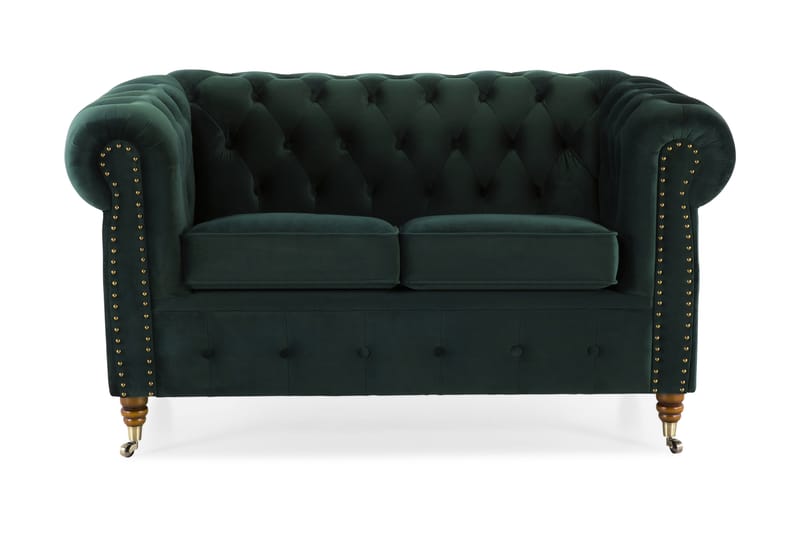 Fløyelssofa Chester Deluxe 2-seter - Mørkgrønn - Howard-sofaer - Fløyelssofaer - Chesterfield sofaer - 2 seter sofa