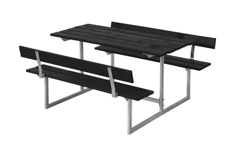 Basic bord- og benkesett til barn med 2 ryggstøtter svart - Svart - Piknikbord