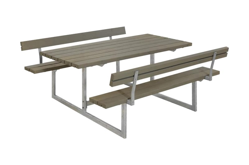 Basic bord- og benkesett med 2 ryggstøtter - Grå|Beige - Piknikbord