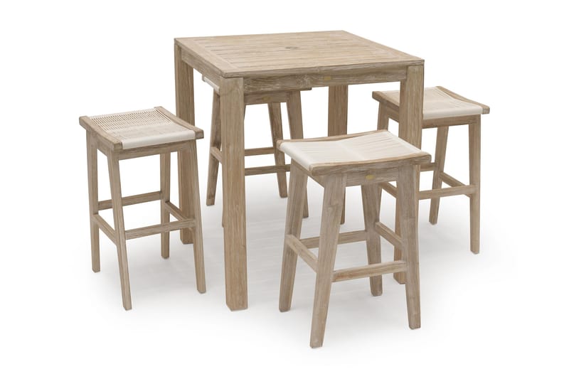 Barsett Hillerstorp Wellington 90x90 med 4 Barstoler - Barbord utendørs