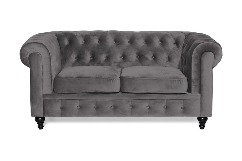 Fløyelssofa Walton Lyx 2-seter - Mørkgrå - Fløyelssofaer - 2 seter sofa - Howard-sofaer - Chesterfield sofaer