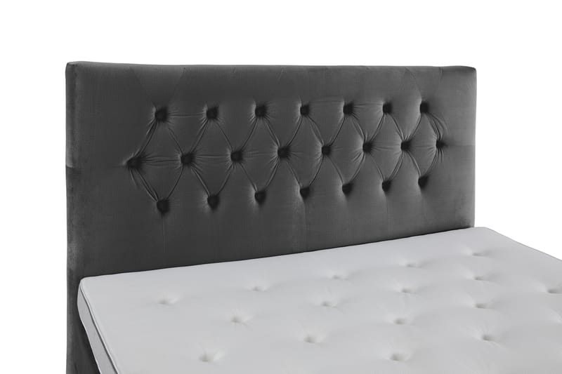 Komplett Sengepakke Torsö 210x210 - Mørkegrå Fløyel|Lave Sølvben - Kontinentalsenger - Dobbeltsenger - Komplett sengepakke