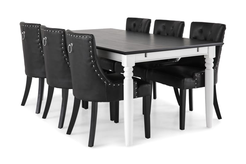 Spisegruppe Hampton 190 cm Mahognifiner Hvit/Svart - Spisegruppe