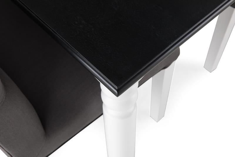 Spisegruppe Hampton 190 cm Mahognifiner Hvit/Svart/Mørkgrå - 6 Emmie Stoler - Spisegruppe