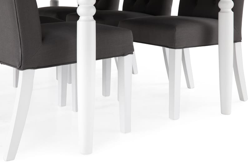 Spisegruppe Hampton 190 cm Mahognifiner Hvit/Svart/Mørkgrå - 6 Emmie Stoler - Spisegruppe