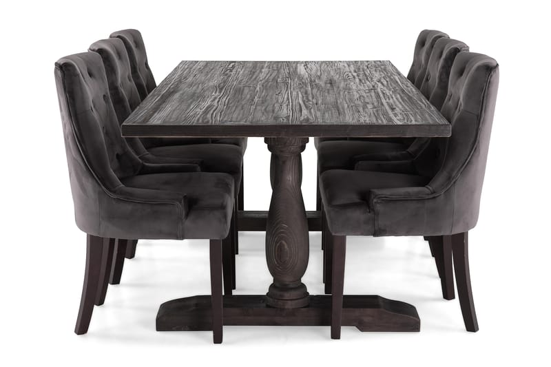 Spisegruppe Suzon 200 cm Vintage Alm/Mørkgrå -   - Spisegruppe