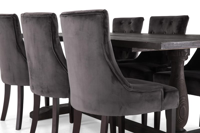 Spisegruppe Suzon 200 cm Vintage Alm/Mørkgrå -   - Spisegruppe
