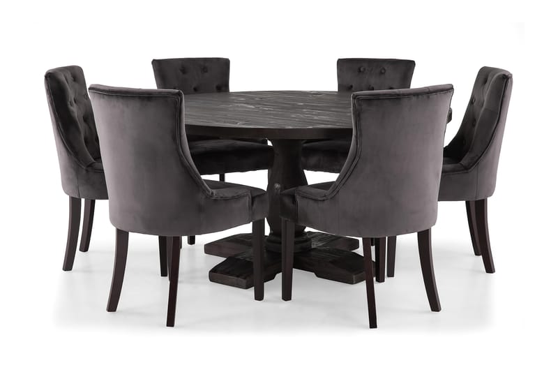 Spisegruppe Suzon Rund 150 cm Vintage Alm/Mørkgrå - Spisegruppe