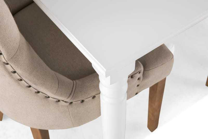 Spisegruppe Hampton 190 cm Hvit/Beige - 6 Ophelia Stoler Vintage - Spisegruppe