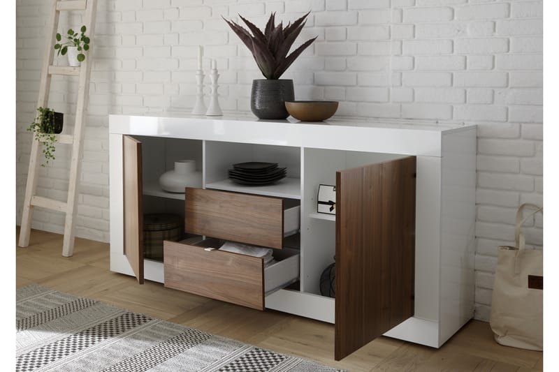 Skjenk Calpino 184 cm - Hvit|Tre|Natur - Sideboard & skjenk