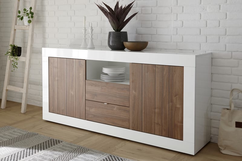 Skjenk Calpino 184 cm - Hvit|Tre|Natur - Sideboard & skjenk