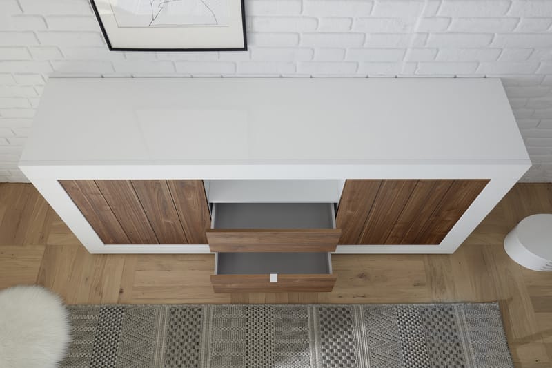 Skjenk Calpino 184 cm - Hvit|Tre|Natur - Sideboard & skjenk