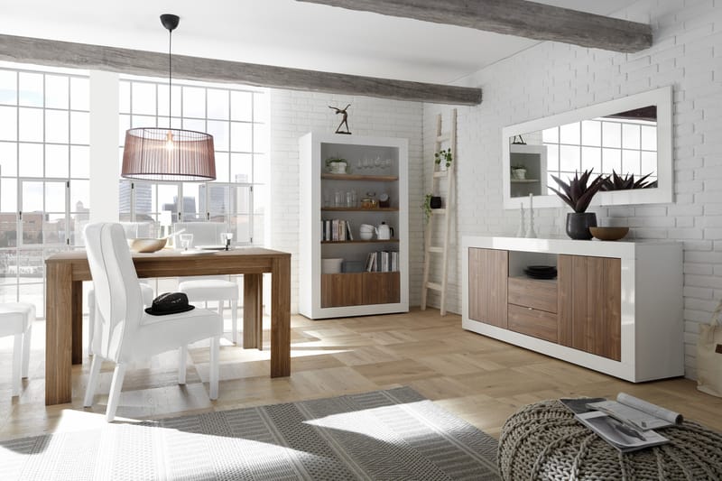 Skjenk Calpino 184 cm - Hvit|Tre|Natur - Sideboard & skjenk