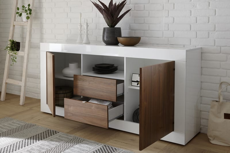 Skjenk Calpino 184 cm - Hvit|Tre|Natur - Sideboard & skjenk