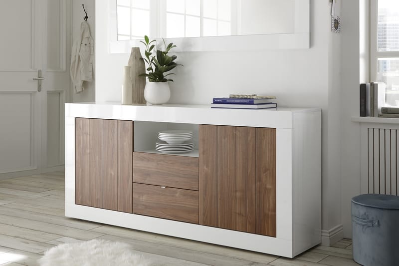 Skjenk Calpino 184 cm - Hvit|Tre|Natur - Sideboard & skjenk
