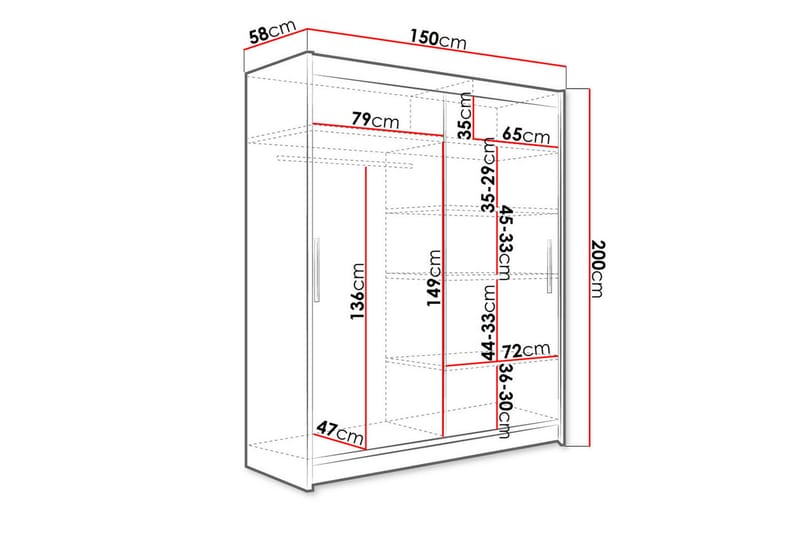 Garderobe Presto 150 cm Skyvedører - Lys Eik - Garderobeskap - Garderober & garderobesystem
