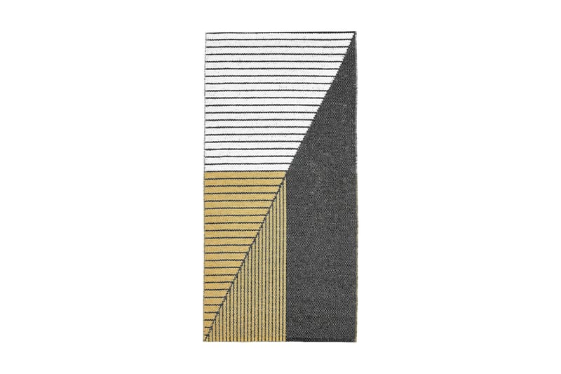 Plastmatte Stripe 70x140 Vendbar PVC Svart/Gul - Horredsmattan - Plasttepper - Plastmatte balkong - Plastmatte kjøkken & kjøkkenteppe