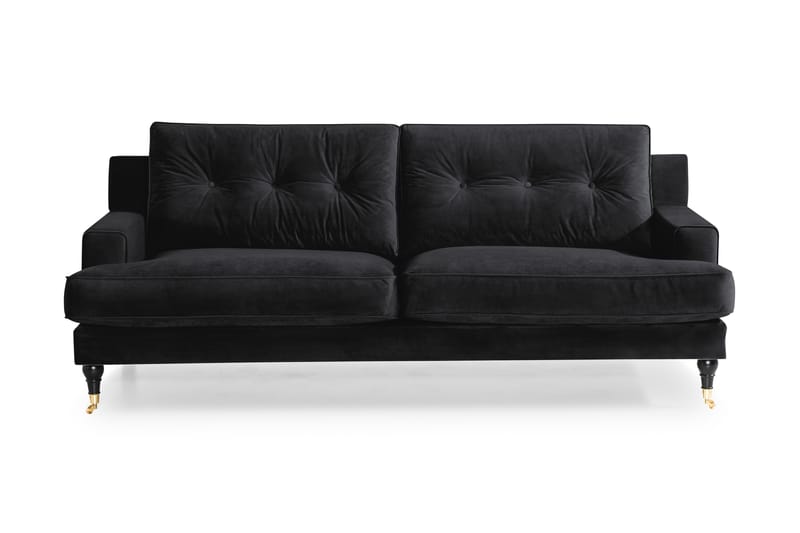 Sofa Covington 3-seter Fløyel - Svart - Fløyelssofaer - Howard-sofaer - 3 seter sofa