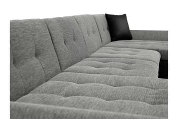 Dewitt Sovesofa med Dobbel Sjeselong 4-seter i Kunstlær - Svart / Grå - Møbler - Sofaer - Skinnsofaer