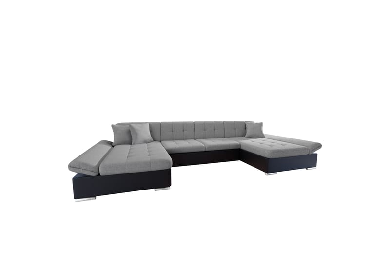 Dewitt Sovesofa med Dobbel Sjeselong 4-seter i Kunstlær - Svart / Grå - Møbler - Sofaer - Skinnsofaer