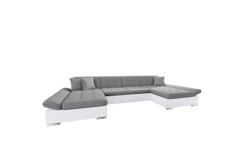 Dewitt Sovesofa med Dobbel Sjeselong 4-seter i Kunstlær - Hvit / Grå - Møbler - Sofaer - Skinnsofaer