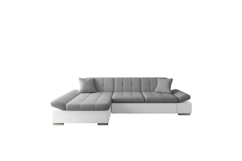 Djerra Sovesofa med Sjeselong 3-seter i Kunstlær - Hvit / Grå - Møbler - Sofaer - Skinnsofaer