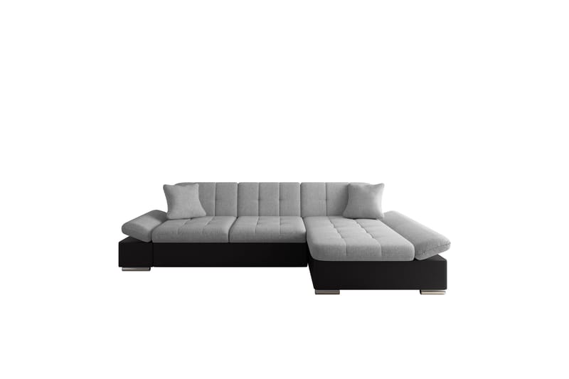 Djerra Sovesofa med Sjeselong 3-seter i Kunstlær - Svart / Grå - Møbler - Sofaer - Skinnsofaer