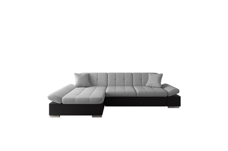 Djerra Sovesofa med Sjeselong 3-seter i Kunstlær - Svart / Grå - Møbler - Sofaer - Skinnsofaer
