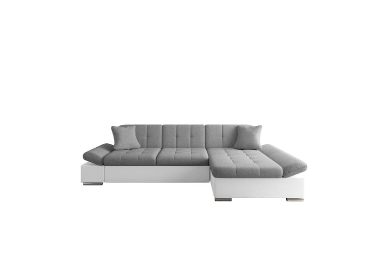 Djerra Sovesofa med Sjeselong 3-seter i Kunstlær - Hvit / Grå - Møbler - Sofaer - Skinnsofaer