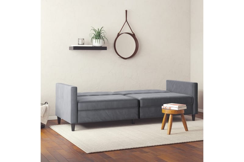 Sovesofa Hartford 203x83x82 cm, Antrasitt, Fløyel - 203x83x82 cm, Antrasitt, Fløyel - Møbler - Sofaer - Fløyelssofaer