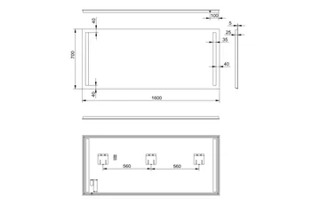 Allejaure Speil 160x70 cm - Sølv - Belysning - Baderomsbelysning - Baderomsspeil med belysning