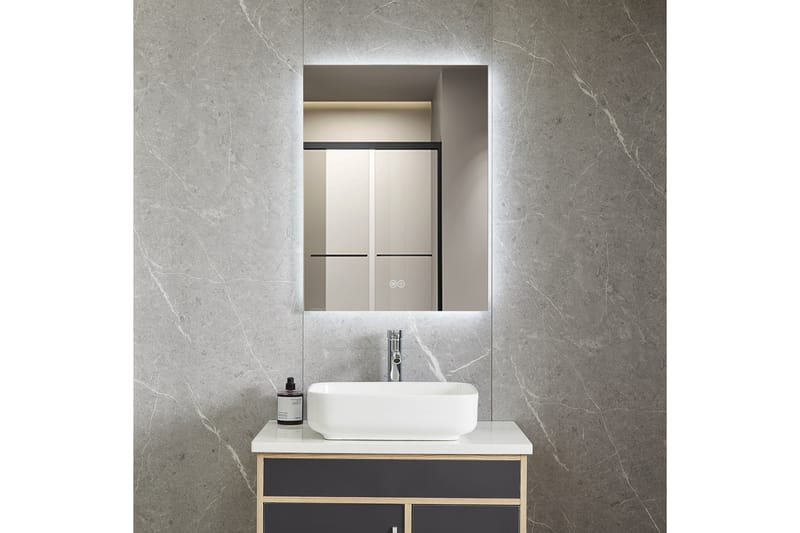 Baderomsspeil 60x80 cm med LED-belysning og anti-dugg