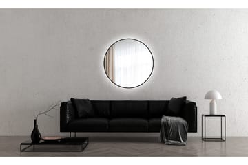 Kilir Speil 100 cm Rundt - Svart - Belysning - Baderomsbelysning - Baderomsspeil med belysning