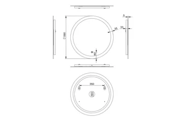 Klysna Speil 59 cm Rundt - Sølv - Belysning - Baderomsbelysning - Baderomsspeil med belysning