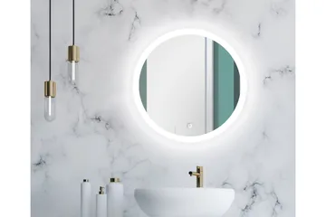 Klysna Speil 59 cm Rundt - Sølv - Belysning - Baderomsbelysning - Baderomsspeil med belysning