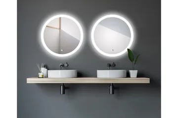 Klysna Speil 59 cm Rundt - Sølv - Belysning - Baderomsbelysning - Baderomsspeil med belysning