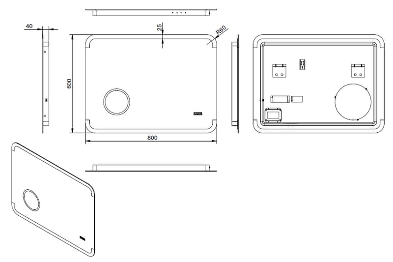 Liratorp Speil 80x60 cm - Sølv - Belysning - Baderomsbelysning - Baderomsspeil med belysning