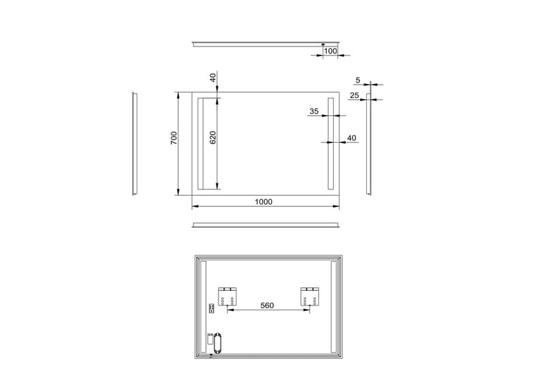 Speil Delaryd 140x70 cm - Sølv - Baderomsspeil med belysning - Speil - Baderomsspeil