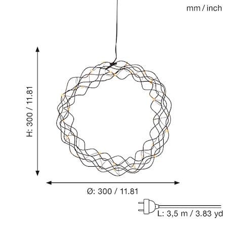 Curly krans med belysning 30 cm - svart - Belysning - Dekorasjonsbelysning - Dekorativ innendørsbelysning - Lyslist