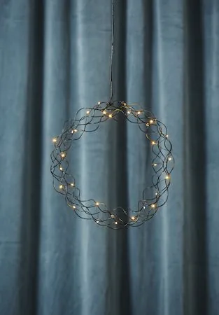 Curly krans med belysning 30 cm, svart
