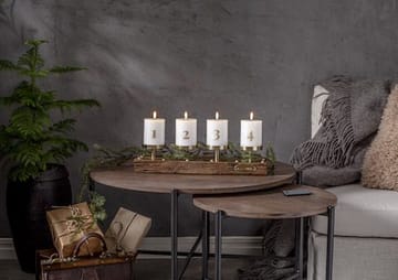 Flamme Advent LED-kubbelys 4-pakning 7,5 cm - hvit med gullsifre - Belysning - Dekorasjonsbelysning - Dekorativ innendørsbelysning - Batteridrevne lys