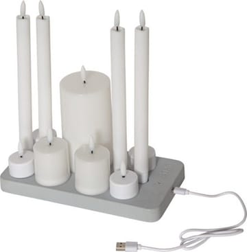 Flamme Charge LED-lys 24 cm - hvit - Belysning - Dekorasjonsbelysning - Dekorativ innendørsbelysning - Batteridrevne lys