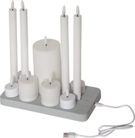 Flamme Charge LED-lys 24 cm, hvit