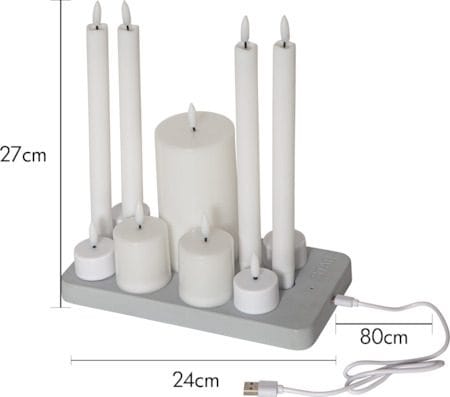 Flamme Charge LED-lys 24 cm - hvit - Belysning - Dekorasjonsbelysning - Dekorativ innendørsbelysning - Batteridrevne lys